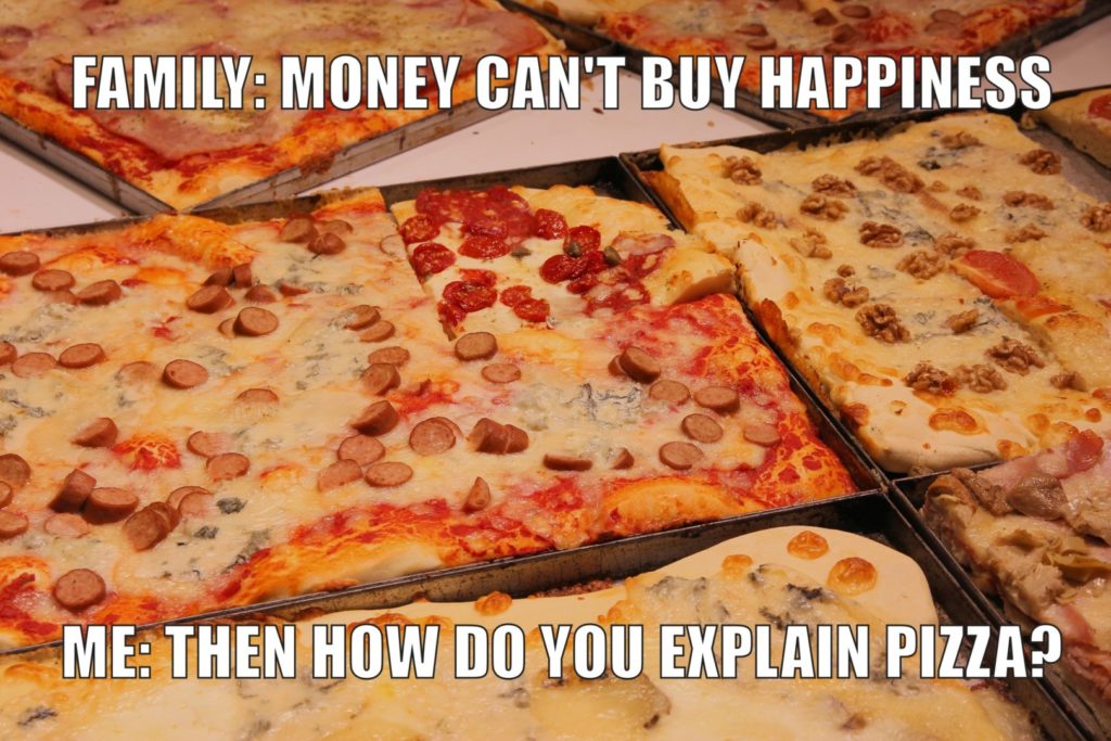 Ein Meme über Pizza, genutzt für Meme-Marketing eines Pizzalieferanten. 